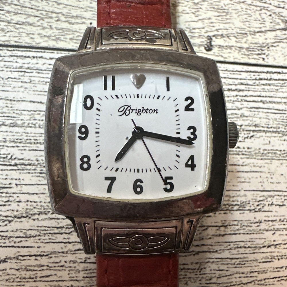 Brighton Orchard Watch w/ Red Leather Band Vintage *Untested*